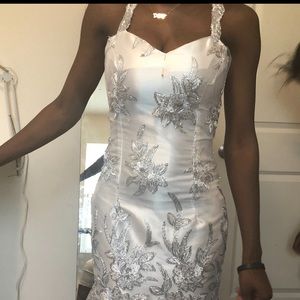 White & Silver Prom Dress